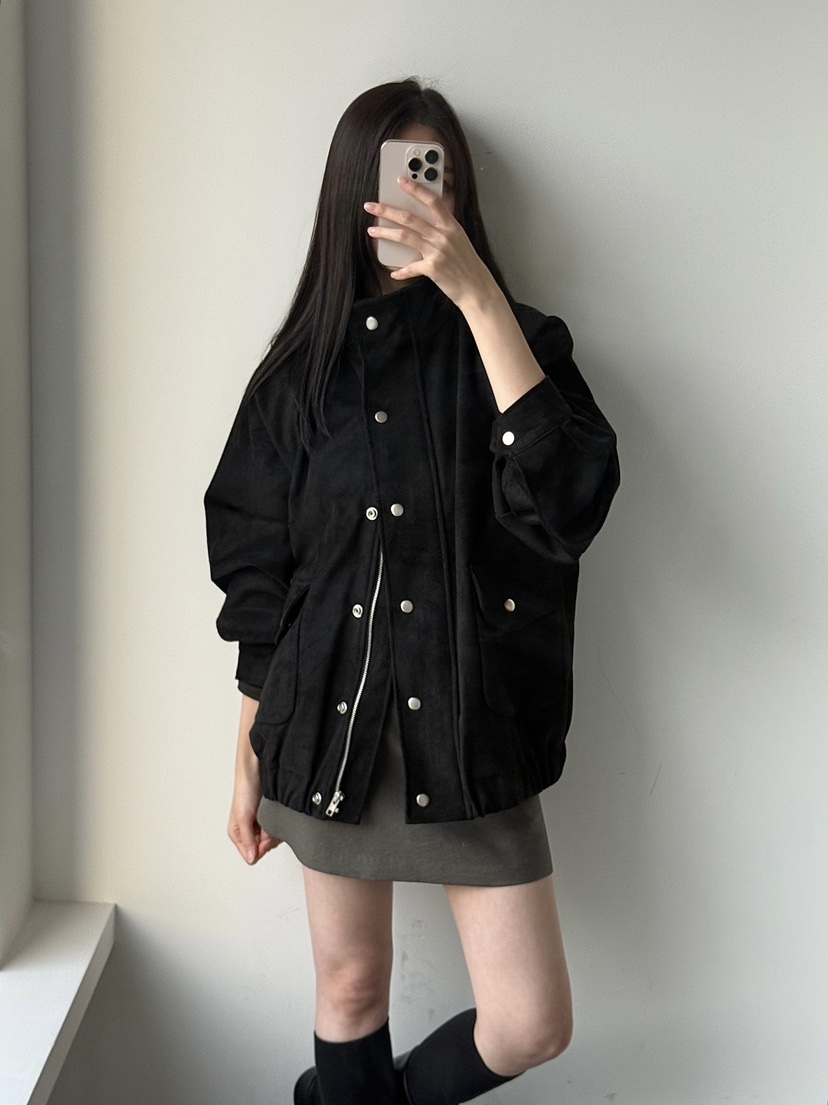 ADELINE韓國代購㊣女士新品25秋冬推薦時尚真品熱賣夾克絨面革ADELINE夾克