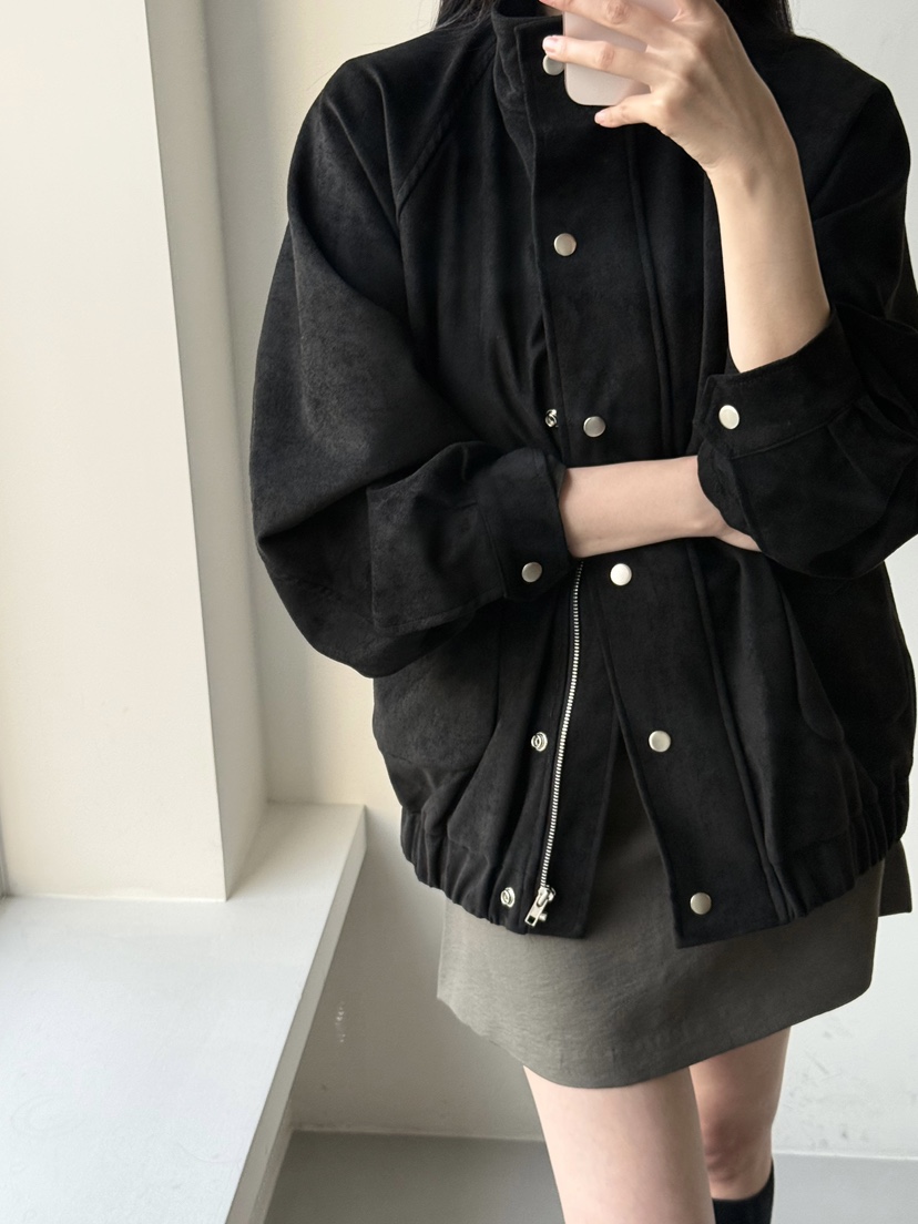 ADELINE韓國代購㊣女士新品25秋冬推薦時尚真品熱賣夾克絨面革ADELINE夾克