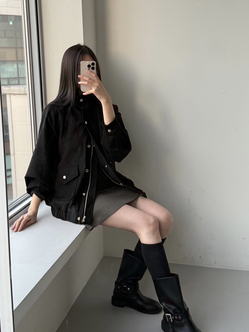 ADELINE韓國代購㊣女士新品25秋冬推薦時尚真品熱賣夾克絨面革ADELINE夾克