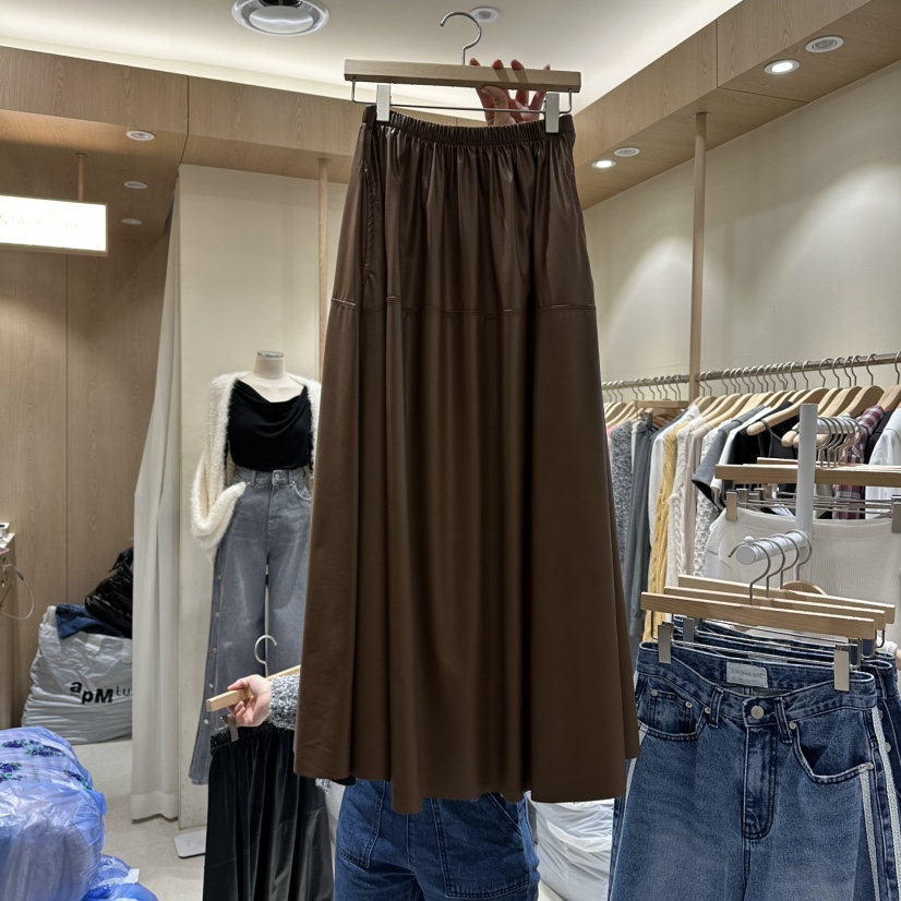 VINTAGE VIBE東大門㊣代購女士新品職業時尚熱賣真品長裙皮革VINTAGE VIBE長裙圖色1
