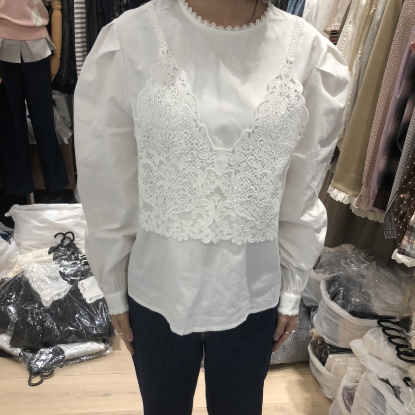 OGI東大門㊣直郵女士新款推薦熱賣真品時尚襯衫蕾絲衫假兩件FLat OGI襯衫/蕾絲衫圖色2