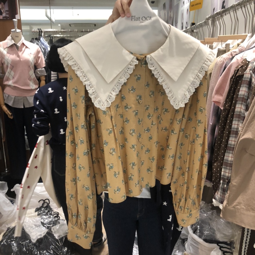 OGI東大門㊣代購女裝新品熱賣休閑25秋冬職業推薦襯衫蕾絲衫FLat OGI襯衫/蕾絲衫圖色1