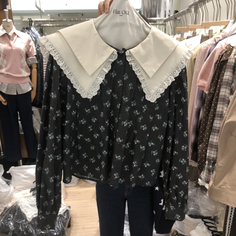 OGI東大門㊣代購女裝新品熱賣休閑25秋冬職業推薦襯衫蕾絲衫FLat OGI襯衫/蕾絲衫圖色2
