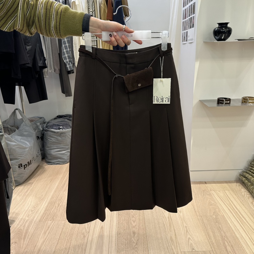 REIRAI韓國代購㊣女士新款職業熱賣25秋冬長裙不含包百褶褶裙Reirai長裙圖色3