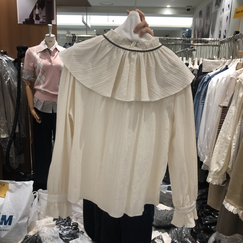 OGI韓國直郵㊣女裝新品人氣25秋冬職業時尚熱賣休閑襯衫蕾絲衫FLat OGI襯衫/蕾絲衫