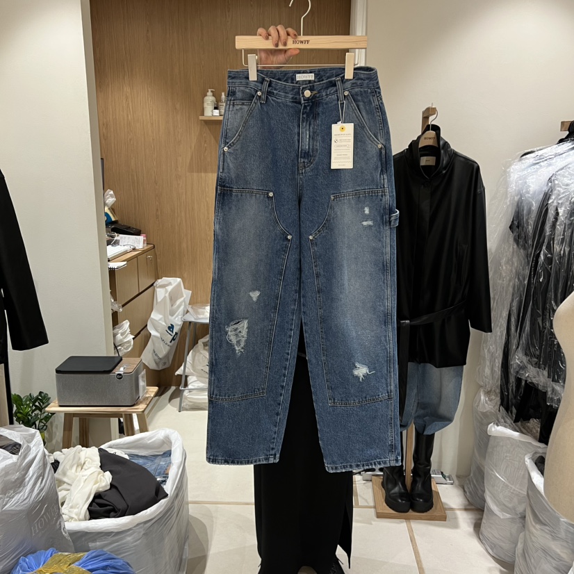 HOWFF韓國代購㊣女裝新品職業人氣時尚25秋冬推薦休閑牛仔褲HOWFF牛仔褲圖色1