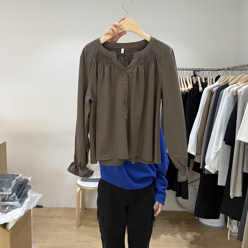 FOREST韓國代購㊣女士新品熱賣25秋冬職業推薦時尚襯衫蕾絲衫FOREST襯衫/蕾絲衫圖色1