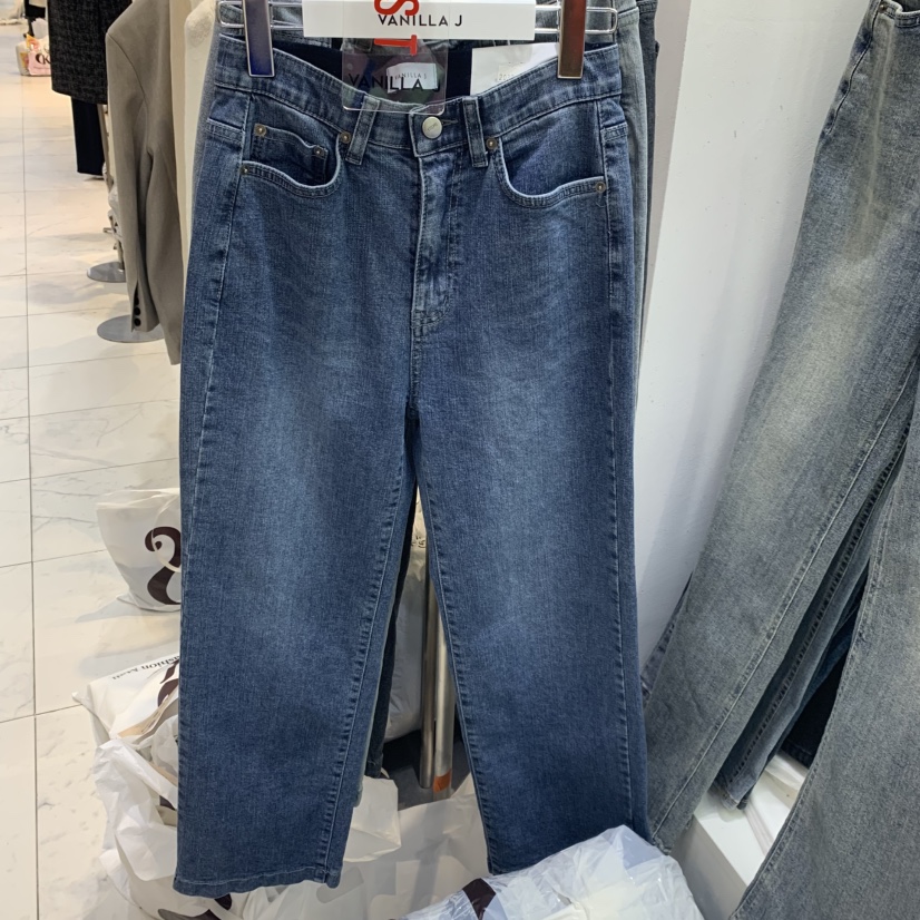 VANILLA J東大門㊣實拍女士新品25秋冬熱賣推薦休閑牛仔褲VANILLA J牛仔褲圖色1