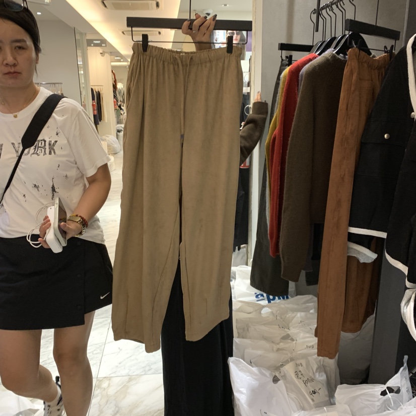 TUG韓國代購㊣女士新款休閑熱賣時尚人氣25秋冬休閑褲絨面革TUG休閑褲圖色1
