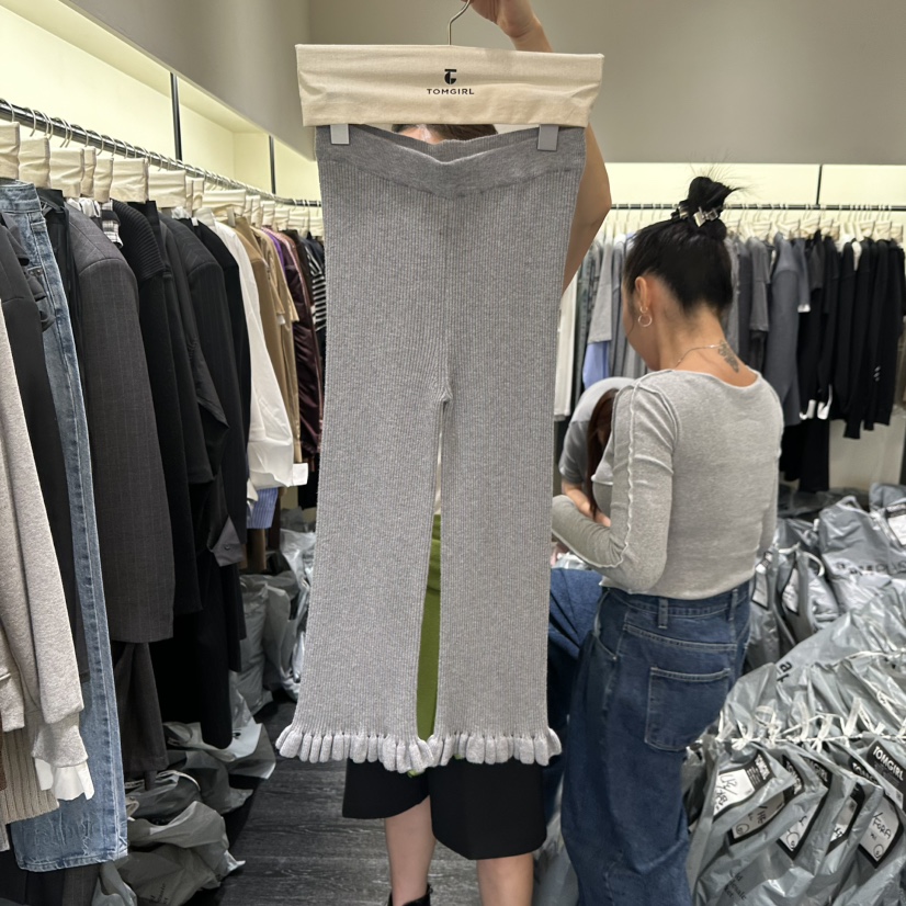 TOMGIRL東大門㊣直郵女裝新品25秋冬職業人氣真品休閑褲荷葉邊TOMGIRL休閑褲圖色1