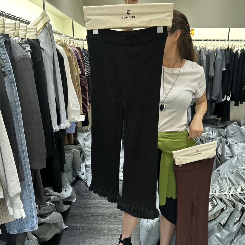TOMGIRL東大門㊣直郵女裝新品25秋冬職業人氣真品休閑褲荷葉邊TOMGIRL休閑褲圖色3