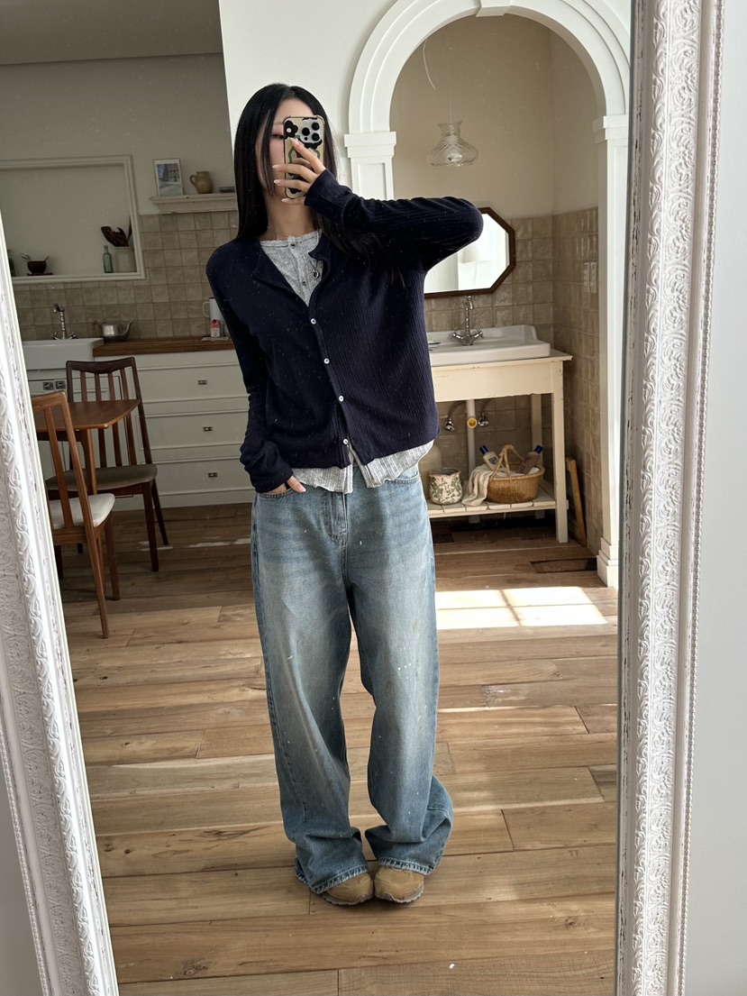 I MFACT東大門㊣實拍女裝新品熱賣針織衫假兩件雙排扣羊毛開衫I MFACT針織衫
