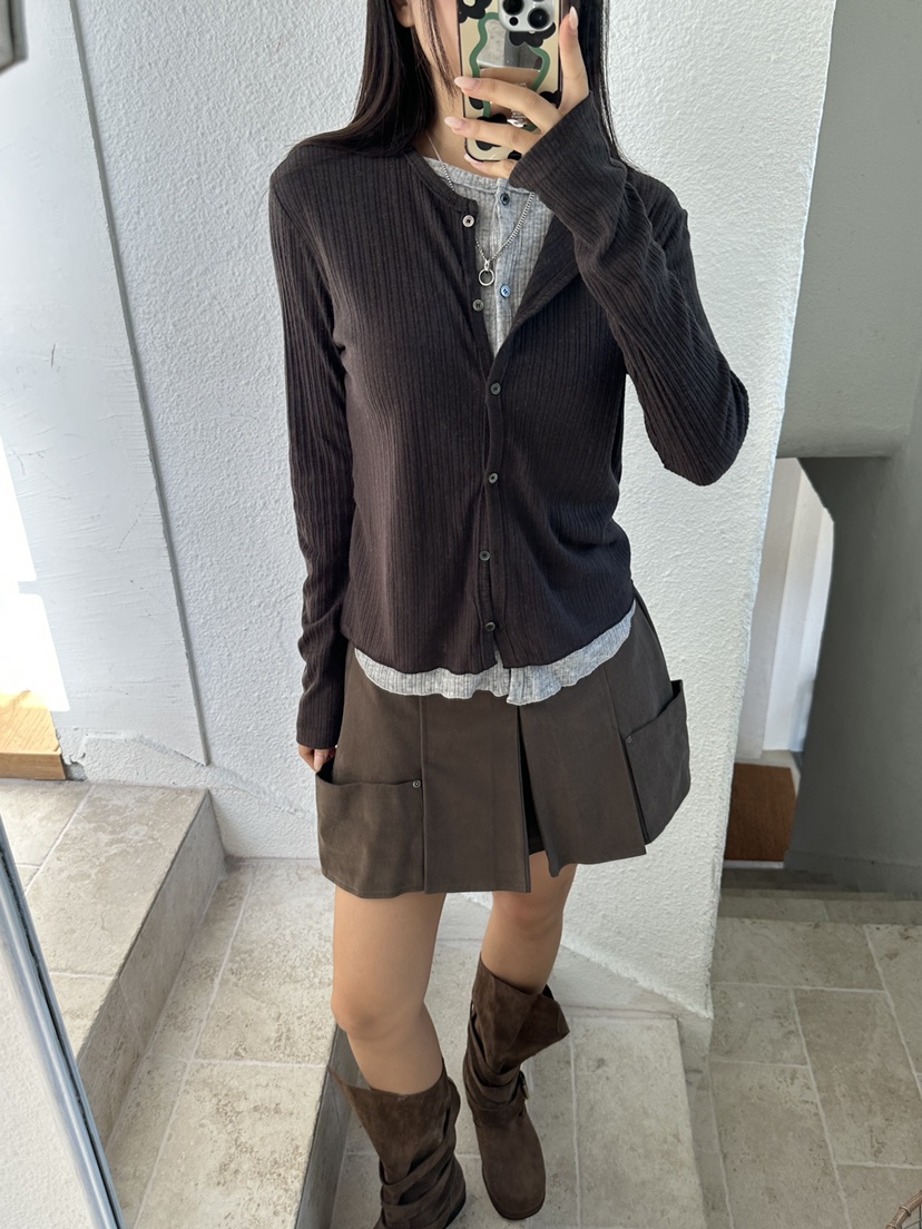 I MFACT東大門㊣實拍女裝新品熱賣針織衫假兩件雙排扣羊毛開衫I MFACT針織衫圖色1