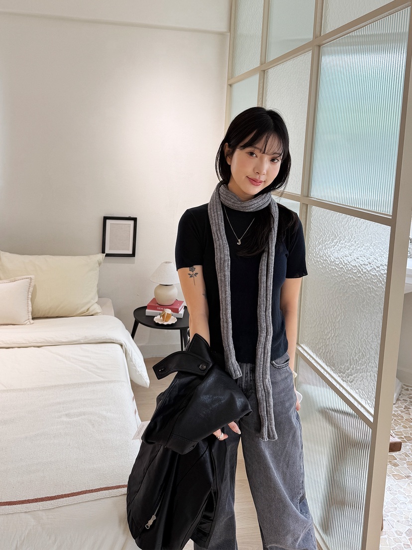 NICEALICE韓國代購㊣女裝新品真品時尚休閑人氣圍巾披肩羅紋NICEALICE圍巾/披肩