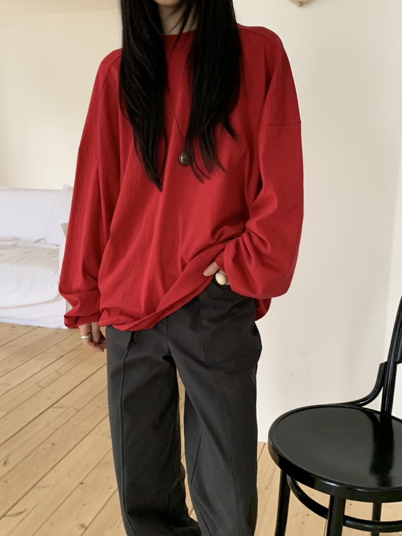 OURS東大門㊣直郵女裝新款時尚真品職業推薦25秋冬長袖T恤棉OURS長袖T恤