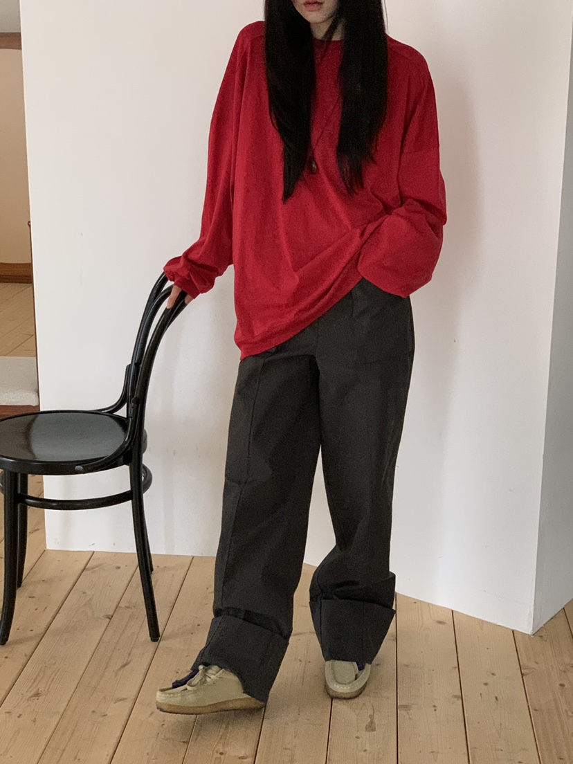 OURS東大門㊣直郵女裝新款時尚真品職業推薦25秋冬長袖T恤棉OURS長袖T恤