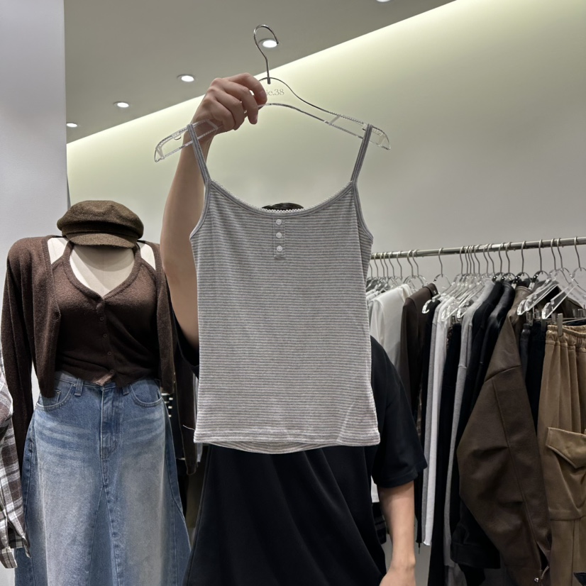 BAIE.38韓國代購㊣女裝新品熱賣25秋冬職業時尚吊帶背心紐扣BAIE.38吊帶/背心圖色2