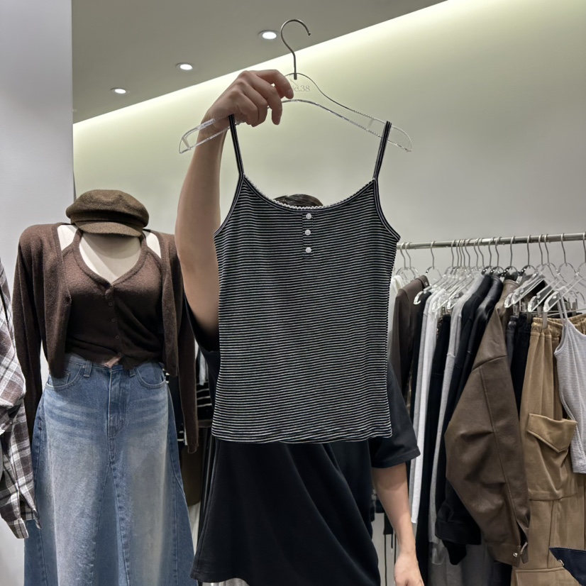 BAIE.38韓國代購㊣女裝新品熱賣25秋冬職業時尚吊帶背心紐扣BAIE.38吊帶/背心圖色3