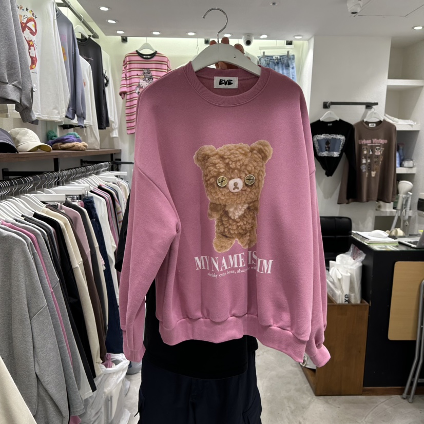 EVE韓國直郵㊣女裝新款推薦職業人氣25秋冬休閑時尚衛衣紐扣EVE衛衣圖色2