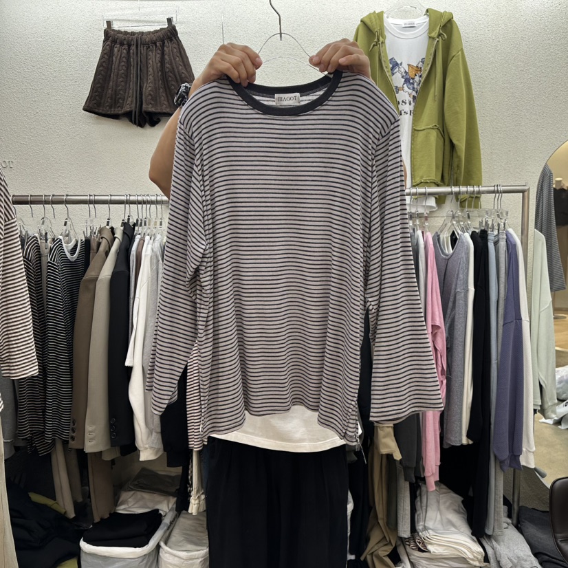 MAGOT東大門㊣代購女裝新品熱賣人氣25秋冬長袖T恤美利奴羊毛IIIΛGOT/MAGOT長袖T恤圖色1