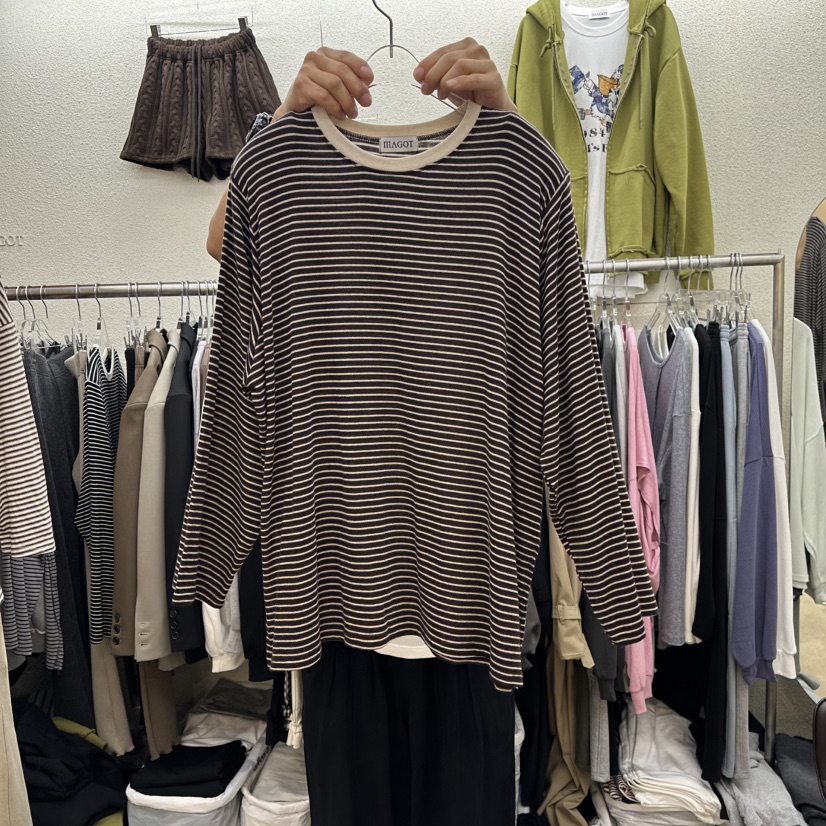 MAGOT東大門㊣代購女裝新品熱賣人氣25秋冬長袖T恤美利奴羊毛IIIΛGOT/MAGOT長袖T恤圖色2