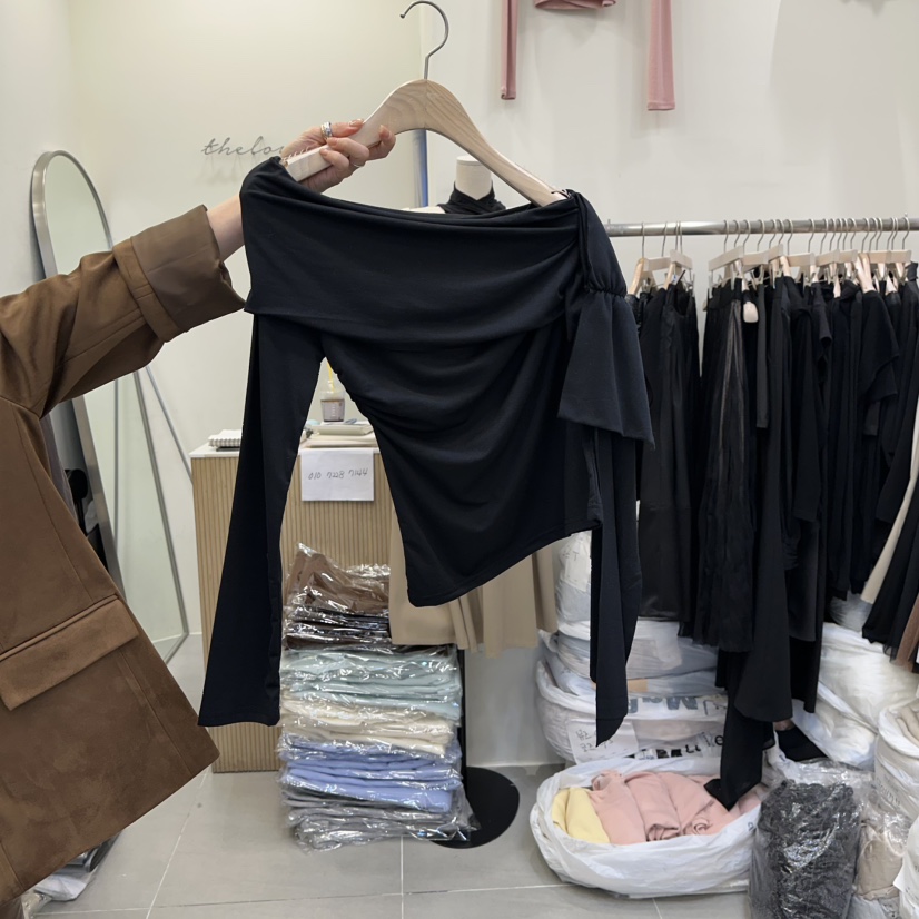 THE LOW韓國代購㊣女裝新品真品休閑25秋冬時尚長袖T恤褶皺THE LOW長袖T恤圖色2