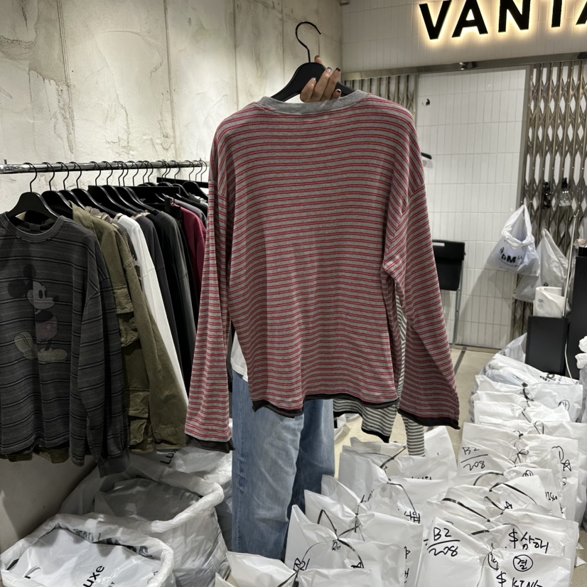 VANTA韓國代購㊣女士新品真品時尚休閑推薦長袖T恤棉質雙層VANTA長袖T恤