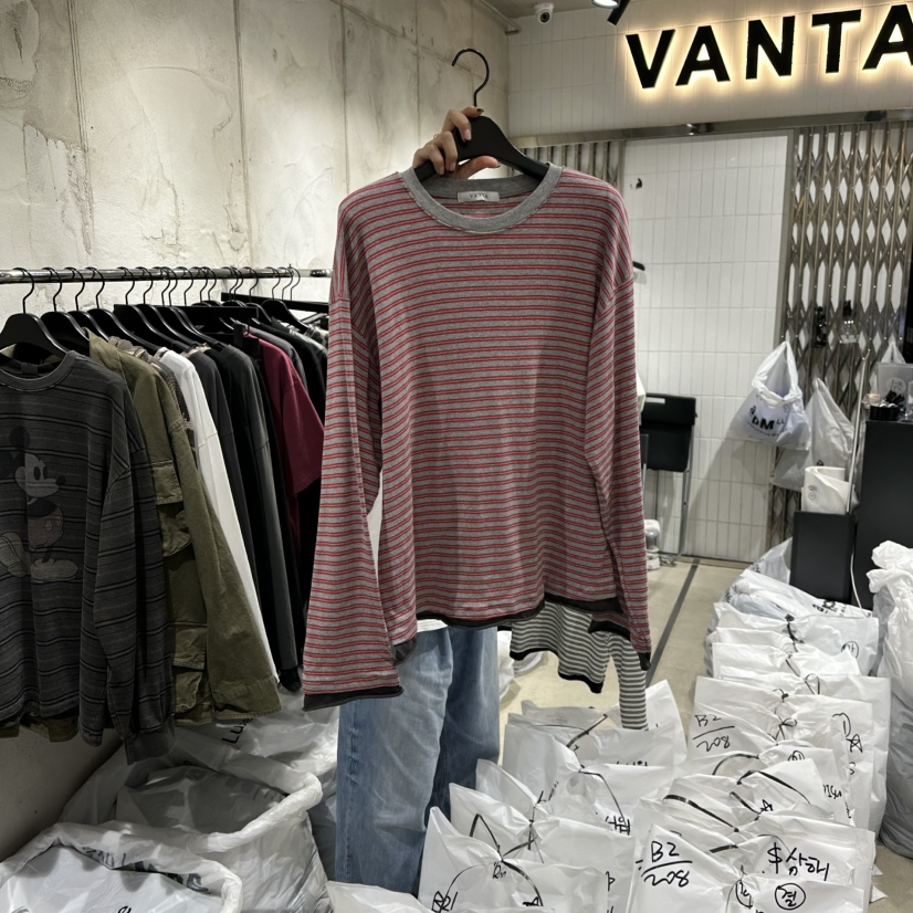 VANTA韓國代購㊣女士新品真品時尚休閑推薦長袖T恤棉質雙層VANTA長袖T恤圖色2
