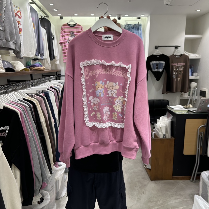 EVE韓國代購㊣女士新品熱賣真品25秋冬時尚推薦職業休閑衛衣EVE衛衣圖色2
