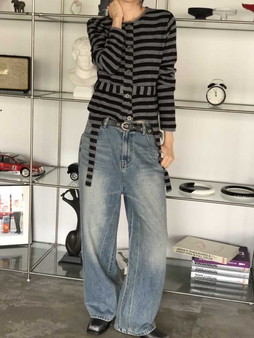 FOSET東大門㊣實拍女士新款熱賣職業真品25秋冬長袖T恤腰帶開衫FOSET長袖T恤