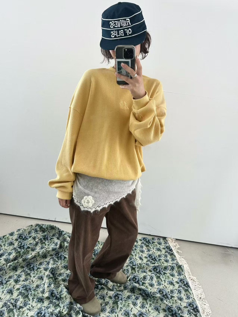 OLI SEOUL韓國直郵㊣女士新款職業真品熱賣衛衣華夫格刺繡OLI SEOUL衛衣