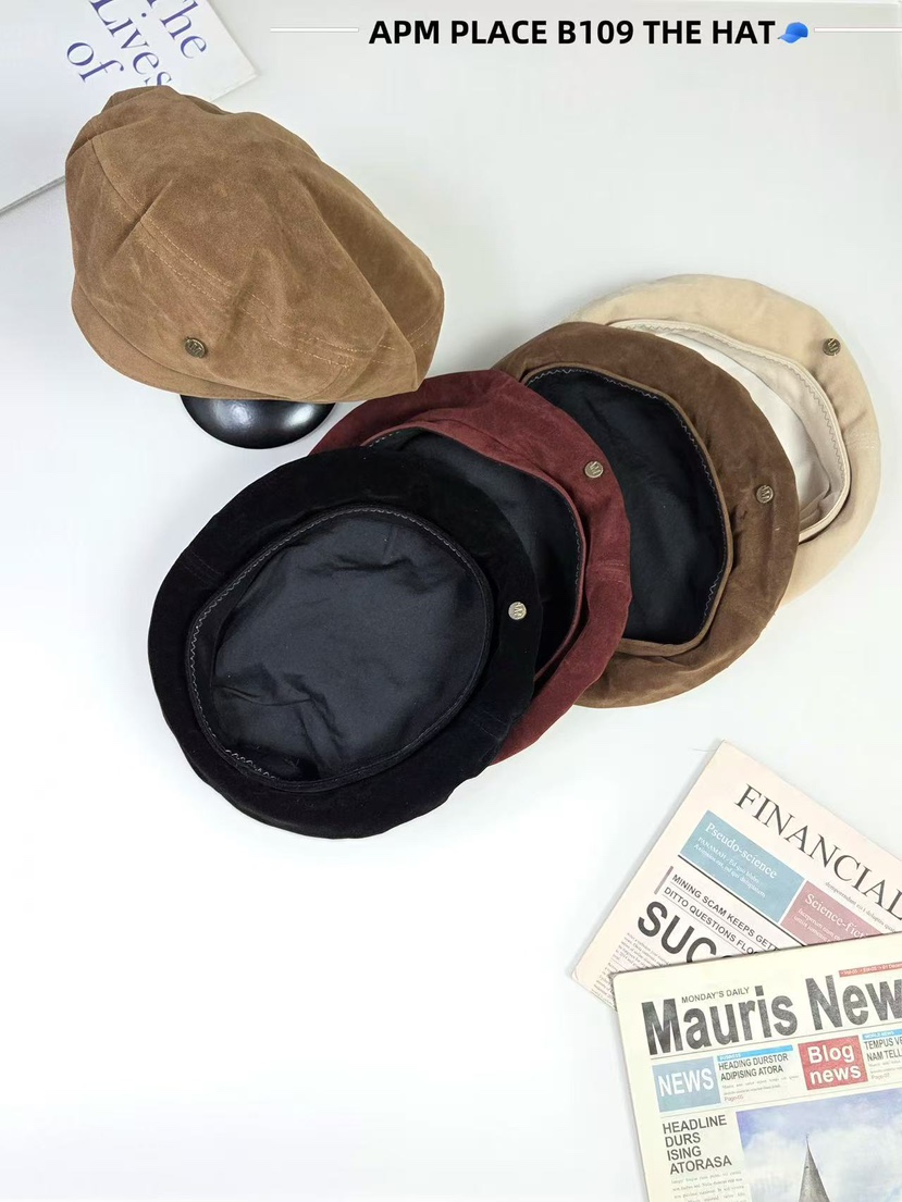 THE HAT-P東大門㊣代購女士新品推薦25秋冬帽子天鵝絨貝雷THE HAT帽子