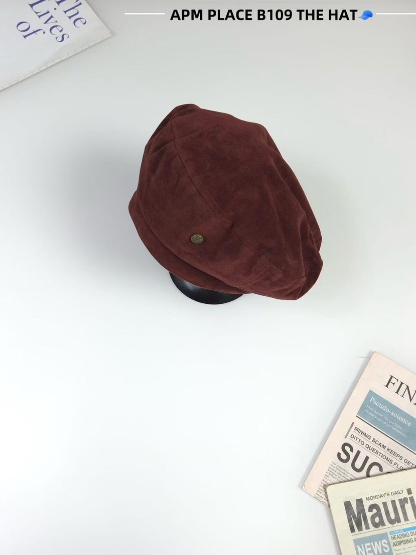 THE HAT-P東大門㊣代購女士新品推薦25秋冬帽子天鵝絨貝雷THE HAT帽子圖色2