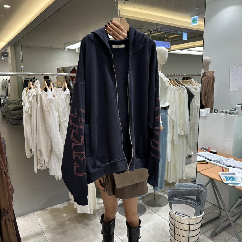 XPARTY韓國直郵㊣女裝新品真品熱賣人氣職業休閑25秋冬衛衣拉鏈XPARTY衛衣圖色2