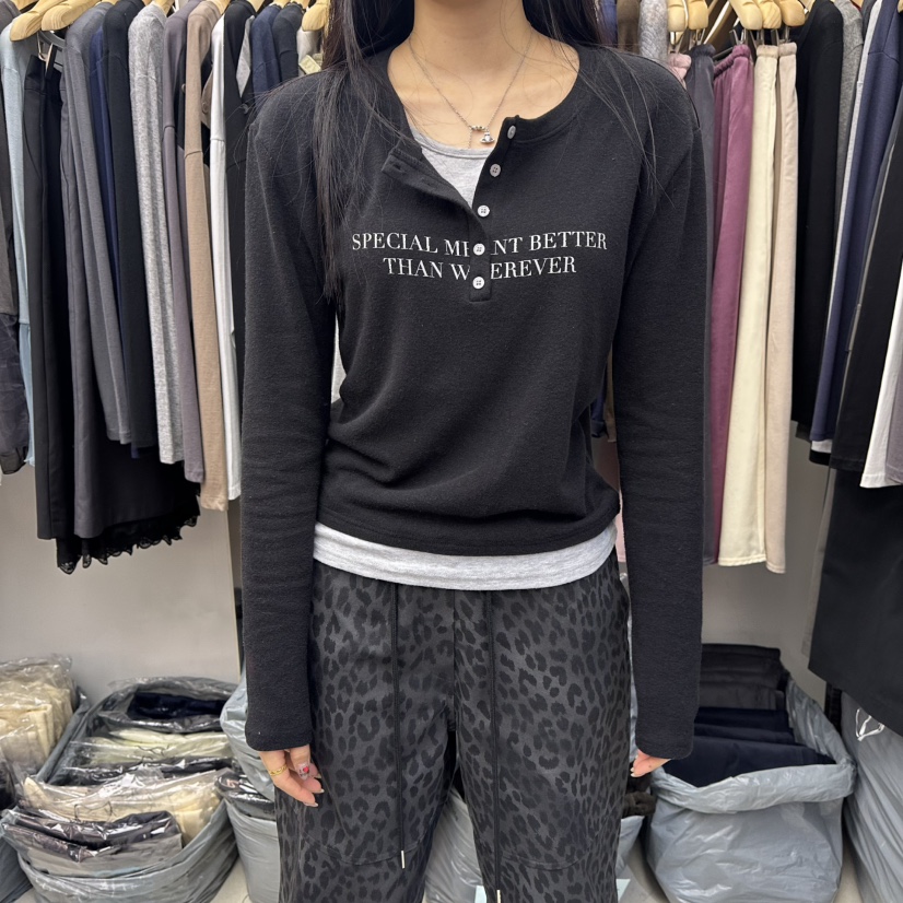 SPECIAL東大門㊣直郵女士新品25秋冬時尚人氣職業真品長袖T恤SPECIAL長袖T恤圖色7墨色