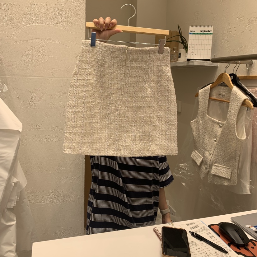 CONFETTI東大門㊣代購女士新品真品25秋冬人氣休閑短裙粗花呢CONFETTI短裙