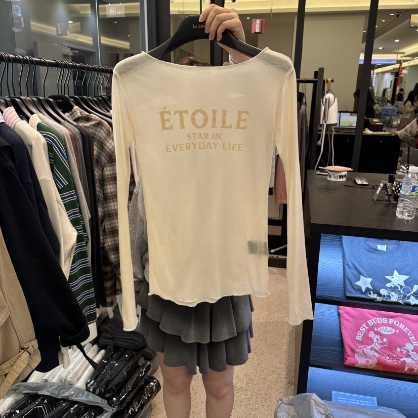 LE ETOILE東大門㊣實拍女士新款真品職業人氣熱賣長袖T恤透明LE ETOILE長袖T恤圖色1
