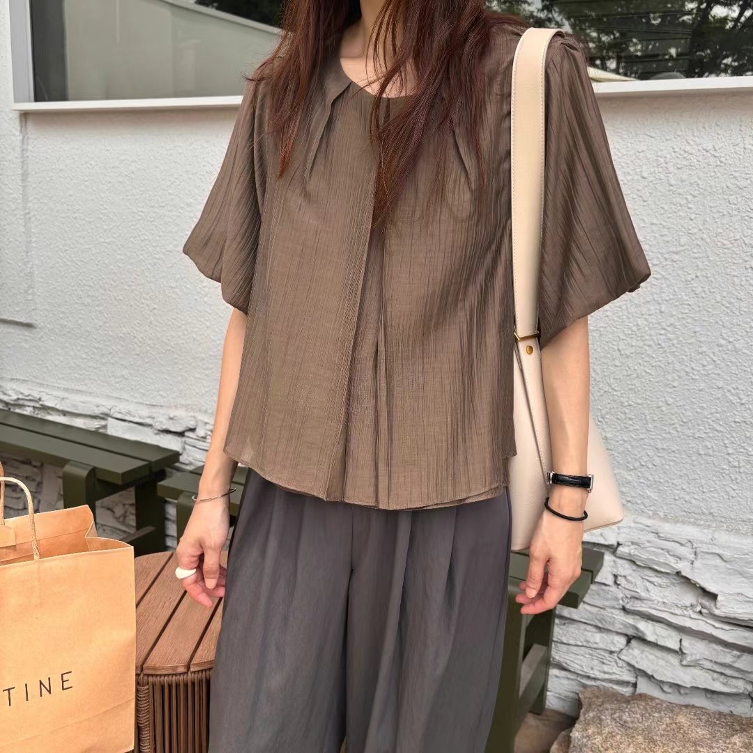 MAENEW東大門㊣代購女裝新款推薦時尚真品襯衫蕾絲衫泡泡袖MAENEW襯衫/蕾絲衫圖色3