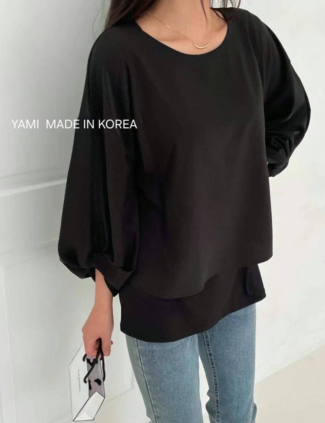YAMI-야미-T韓國代購㊣女裝新款真品熱賣25秋冬休閑長袖T恤YAMI長袖T恤