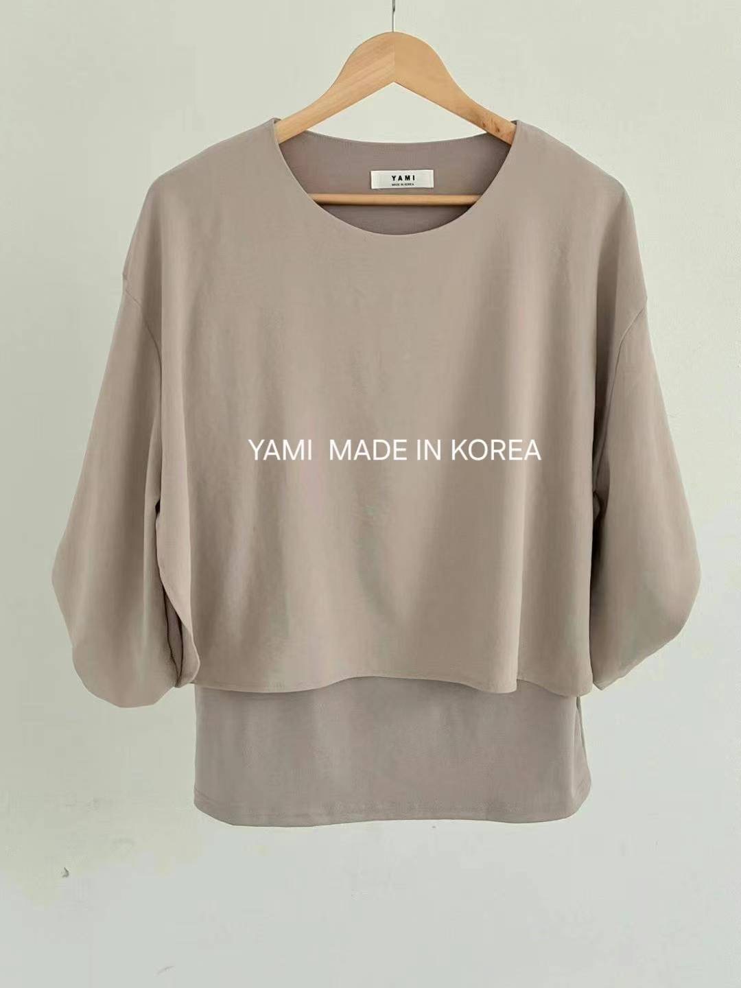 YAMI-야미-T韓國代購㊣女裝新款真品熱賣25秋冬休閑長袖T恤YAMI長袖T恤圖色1