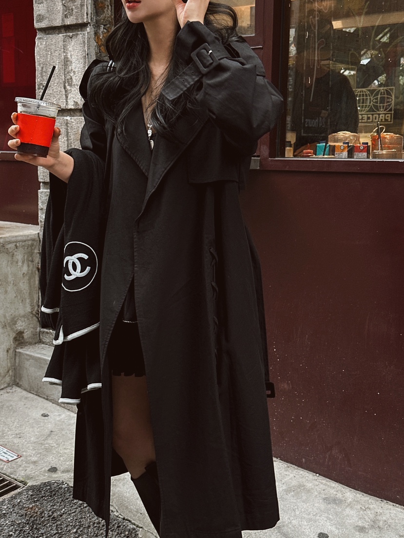 81 MARKET-L東大門㊣直郵女士新款25秋冬休閑長款風衣含腰帶81 MARKET-L長款風衣