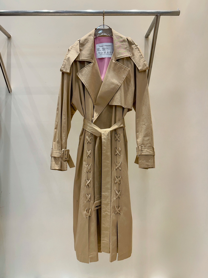 81 MARKET-L東大門㊣直郵女士新款25秋冬休閑長款風衣含腰帶81 MARKET-L長款風衣圖色1