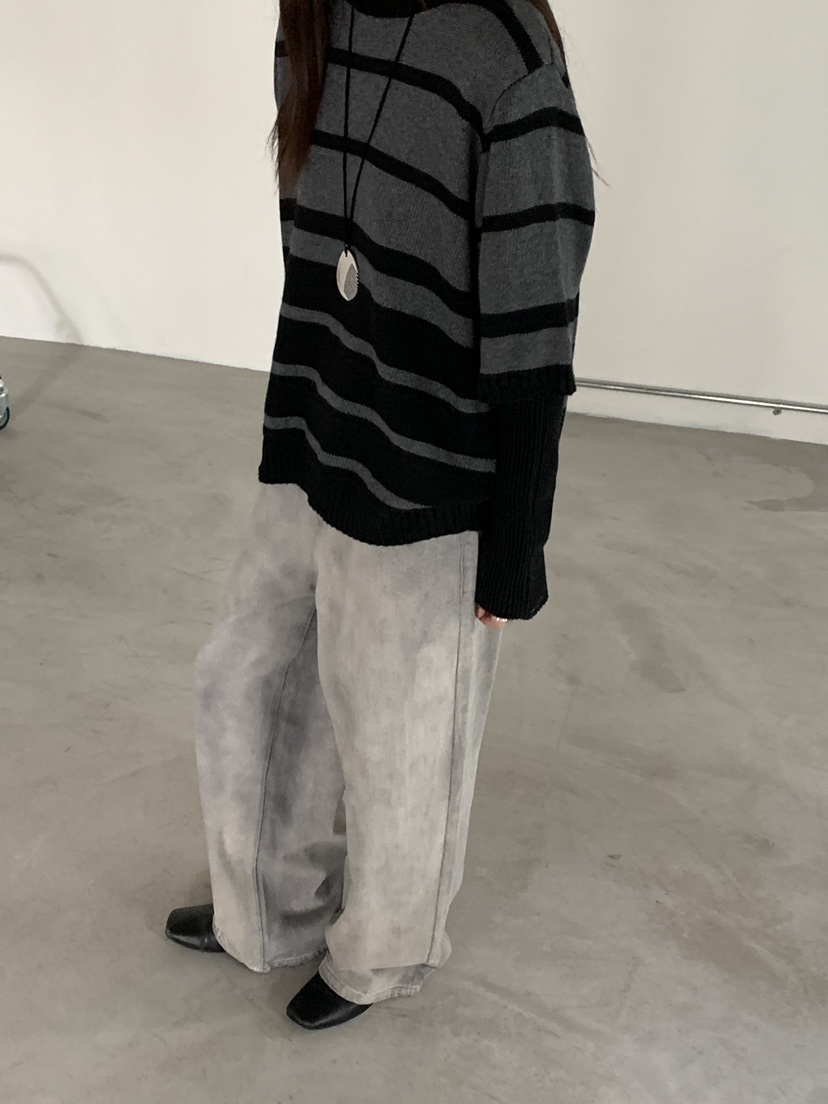 RIVER RAIN韓國代購㊣女士新品推薦時尚真品休閑針織衫條紋RIVER RAIN針織衫