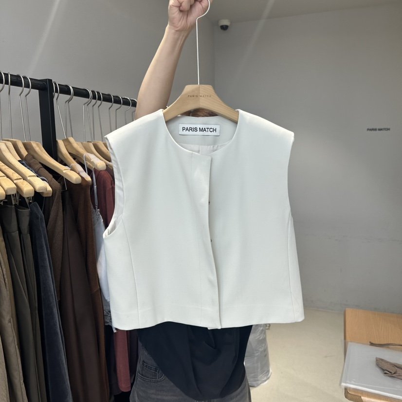 PARIS MATCH東大門㊣直郵女士新品職業人氣25秋冬時尚馬甲PARIS MATCH馬甲圖色1
