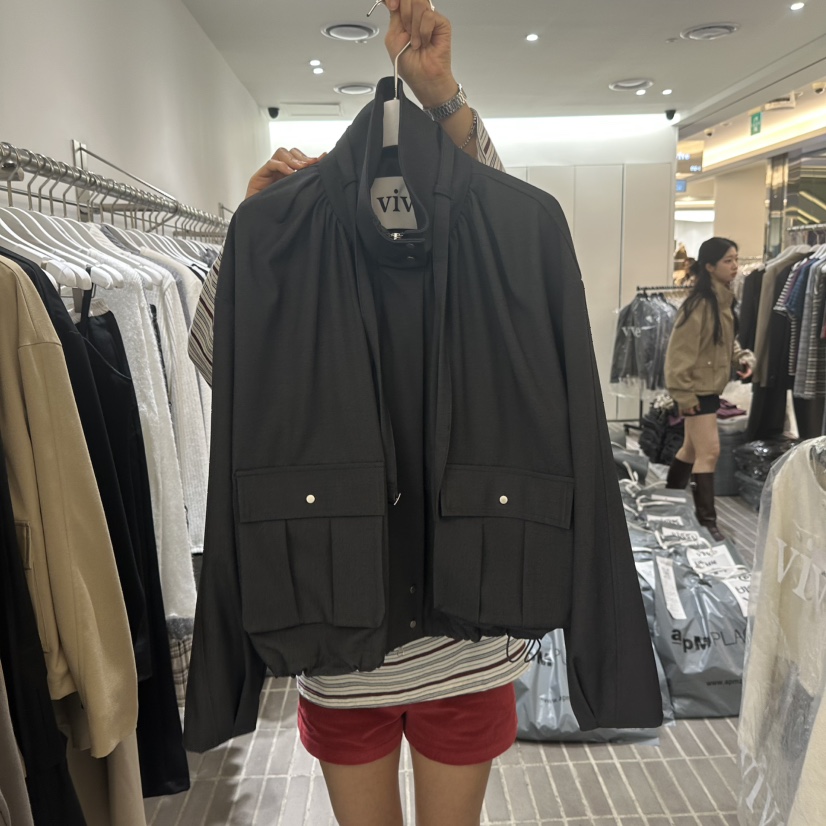 VIVE東大門㊣直郵女裝新品熱賣休閑25秋冬人氣推薦夾克羊毛VIVE夾克圖色2墨色