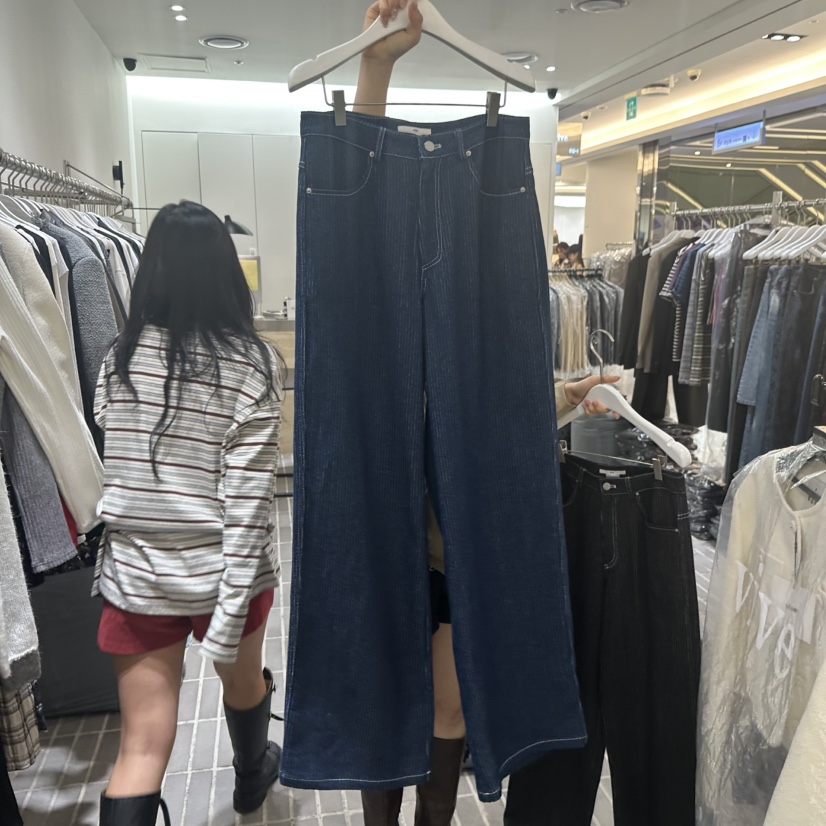 VIVE東大門㊣代購女裝新款休閑推薦熱賣職業人氣牛仔褲條紋VIVE牛仔褲圖色1