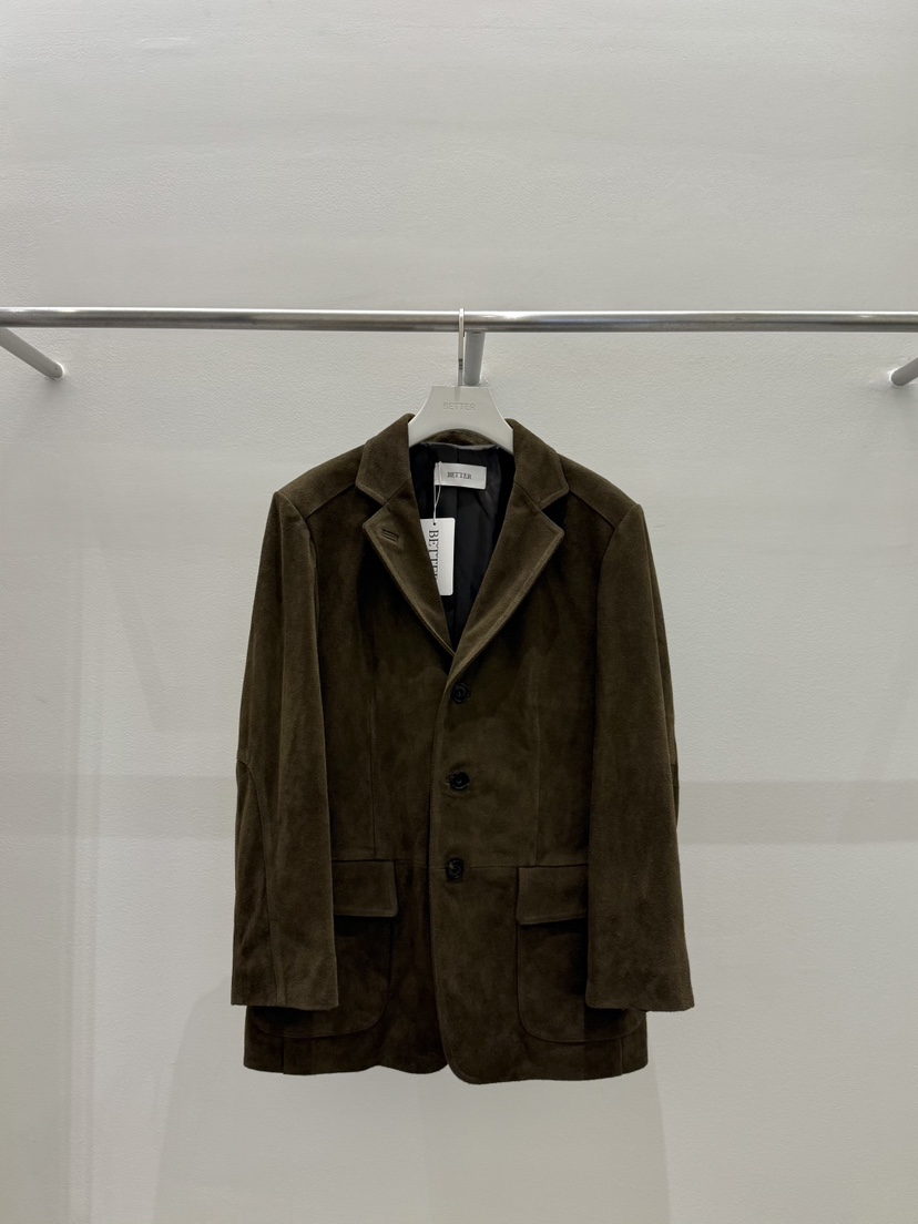 BETTER韓國代購㊣女裝新品熱賣真品推薦時尚人氣夾克真麂皮BETTER夾克圖色1