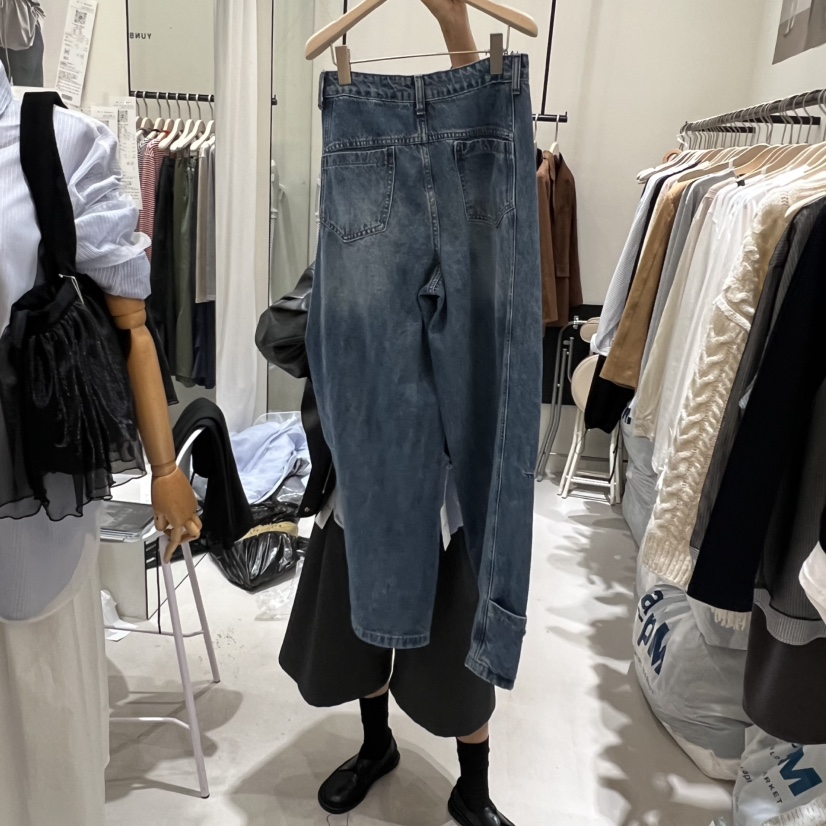 YUNBAL韓國直郵㊣女士新款時尚休閑推薦職業25秋冬牛仔褲工裝YUNBAL牛仔褲