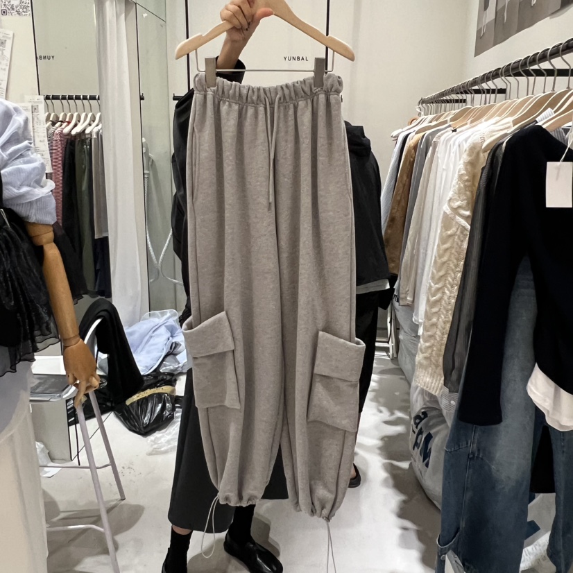 YUNBAL韓國直郵㊣女裝新品職業推薦25秋冬人氣休閑褲口袋絨YUNBAL休閑褲圖色1