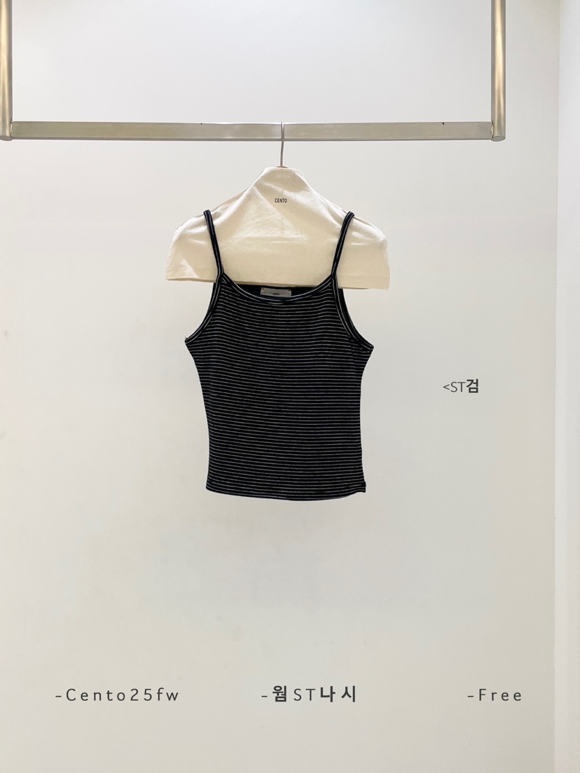CENTO韓國直郵㊣女裝新品職業真品推薦時尚人氣熱賣吊帶背心CENTO吊帶/背心圖色5條紋黑色
